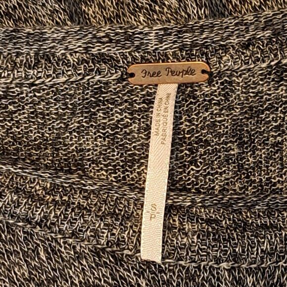 Free People Ruffle Your Hem Knit Tunic Top Linen Mini Dress Long Sleeve Boho S - Picture 7 of 7